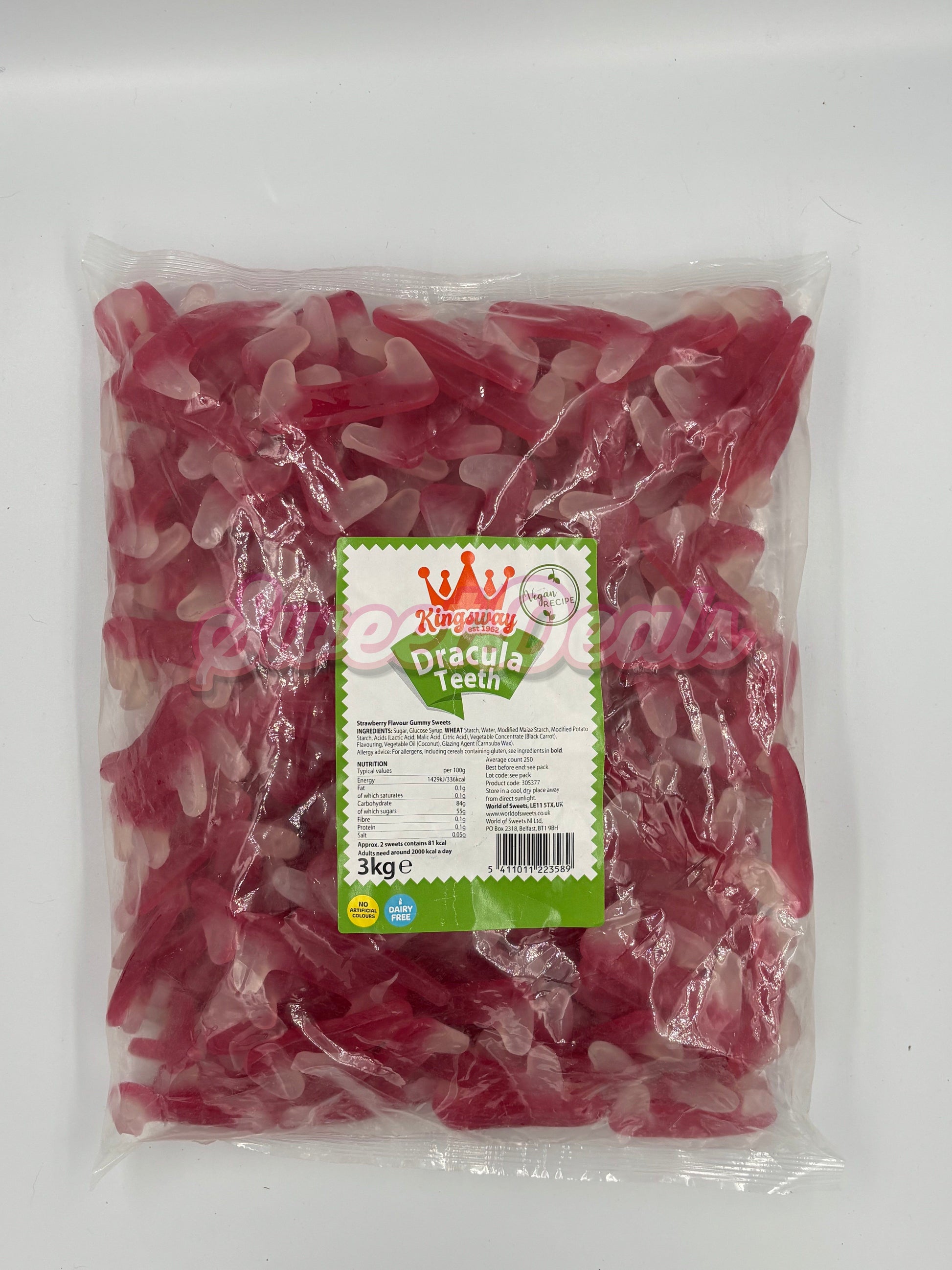 Kingsway Vegan Dracula Teeth FULL BAG 3KG - Sweet Deals