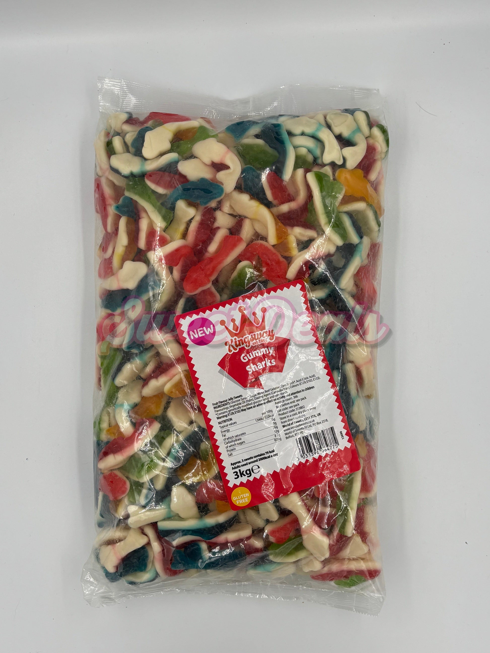 Kingsway Gummy Sharks FULL BAG 3KG - Sweet Deals