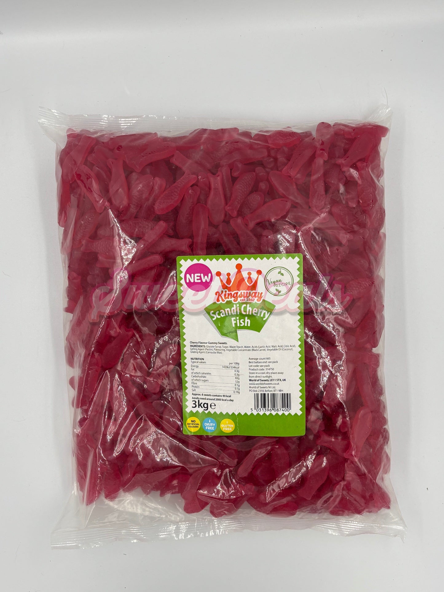 Kingsway Vegan Cherry Fish FULL BAG 3KG - Sweet Deals